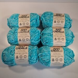 6 Skeins Just Chenille AQUA Yarn Set